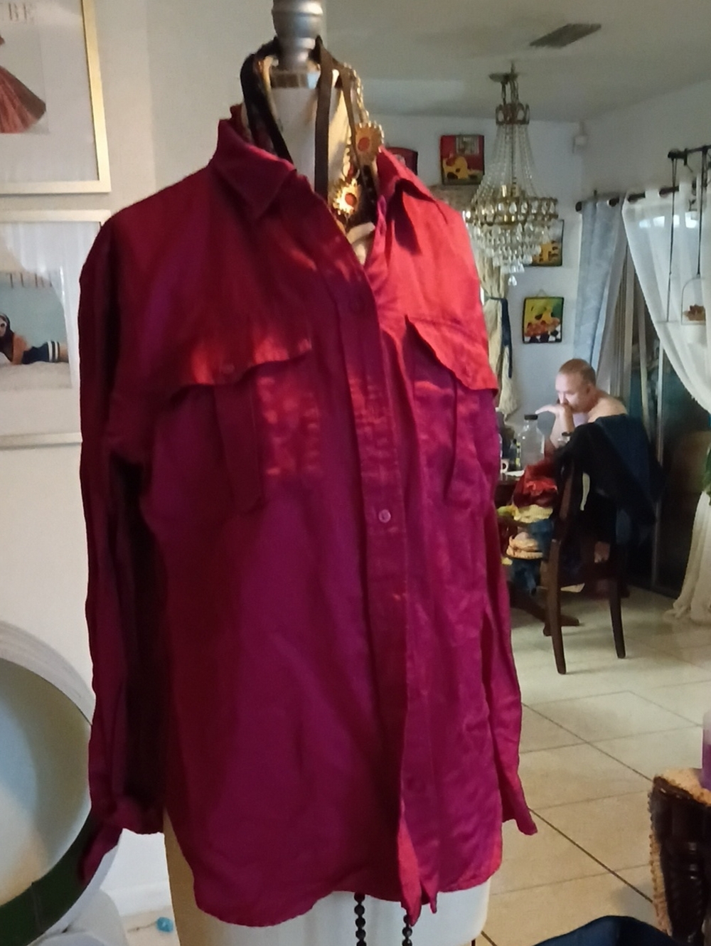 Classic Button-Front Woman Shirt -fushia